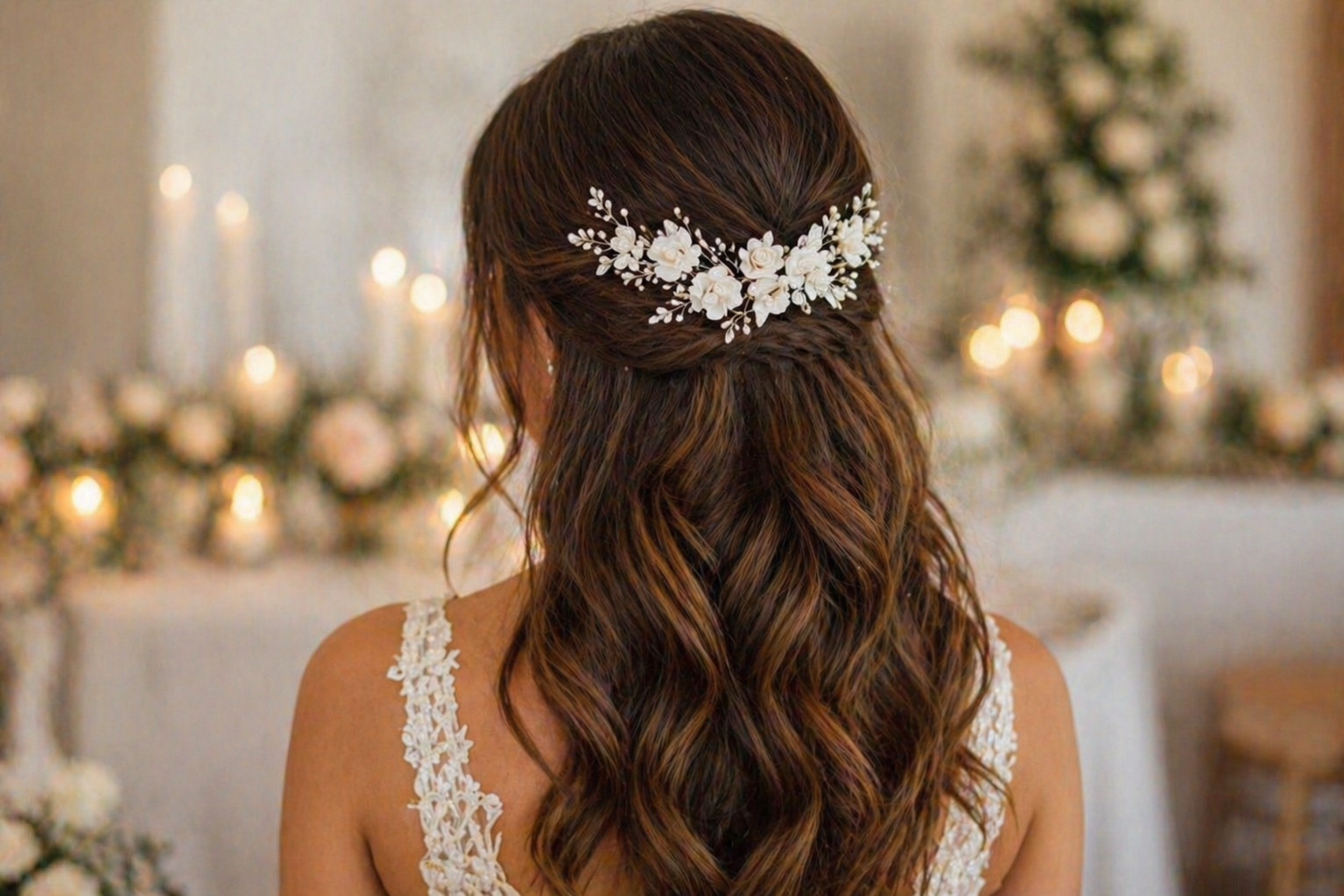 Bride Wedding Hair Accessory Half Up Half Down
