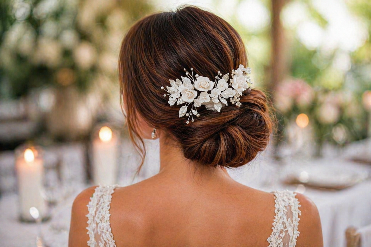 Bride Wedding Hair Accessory Low Bun